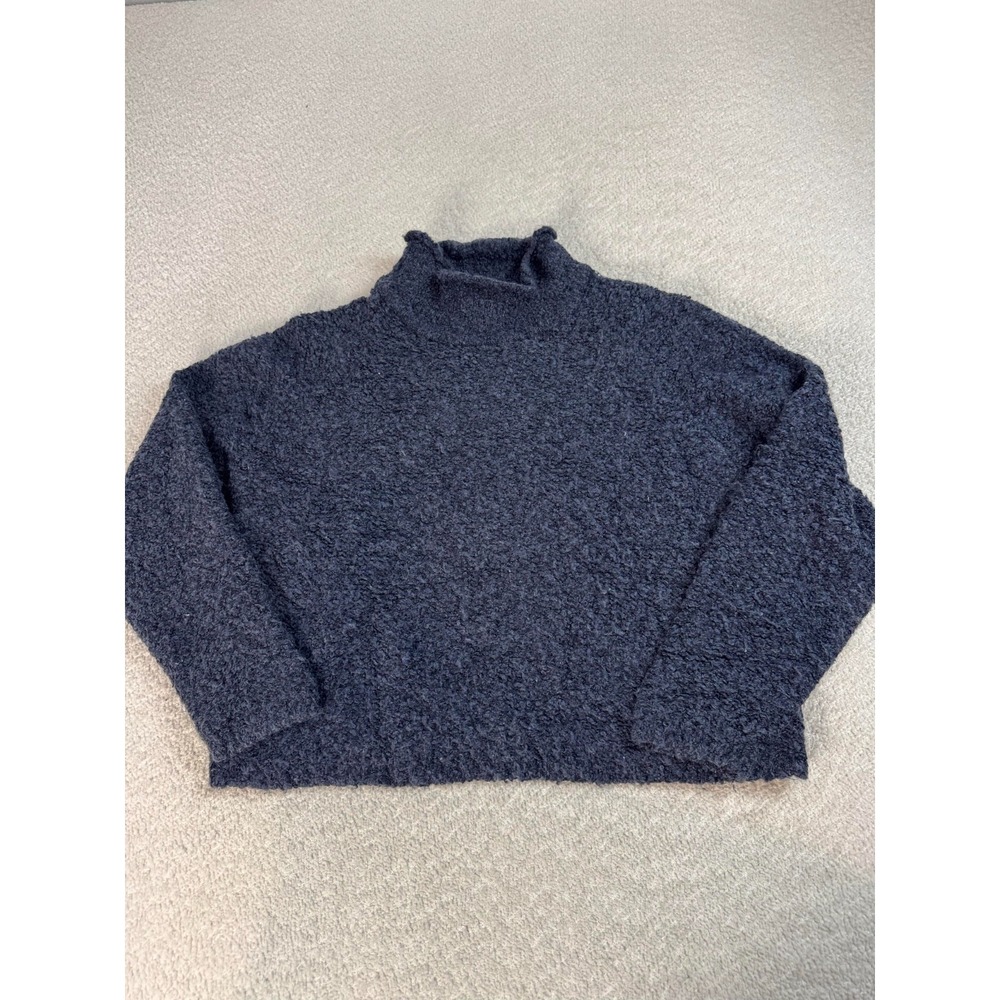 The Limited Womens Wool‎ Blend Cropped Knit Mock Neck Pullover Sweater Blue XS